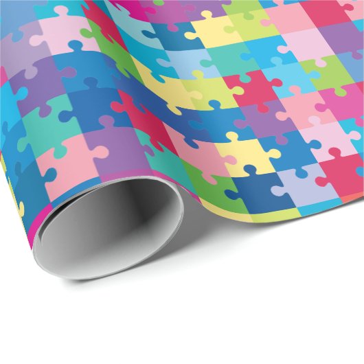 Regenbogen-Puzzlespiel-Muster-Autismus-Bewusstsein Geschenkpapier (Rolleneckpunkt)