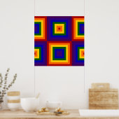 Regenbogen-Quadrat-Muster Poster (Küche)