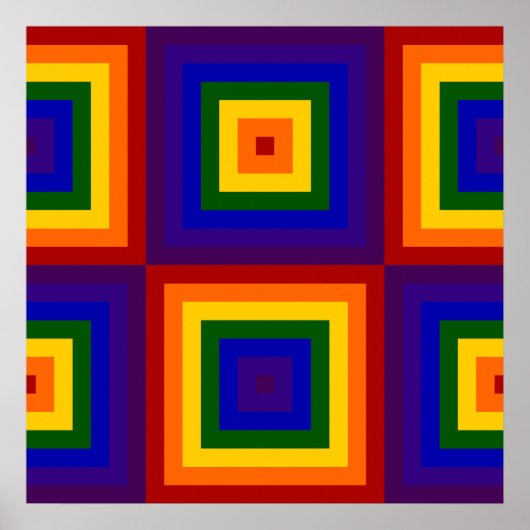 Regenbogen-Quadrat-Muster Poster (Vorne)