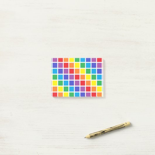 Regenbogen-Quadrate Post-it Klebezettel (Auf Schreibtisch)