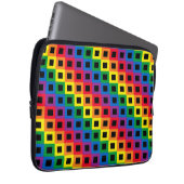 Regenbogen Quadrate Schwarz Laptopschutzhülle (Vorne Rechts)