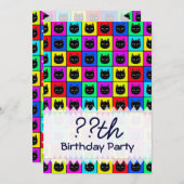 Regenbogen-quadratisches Katzen-Muster Einladung (Vorne/Hinten)