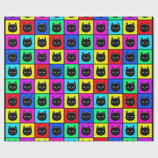 Regenbogen-quadratisches Katzen-Muster Geschenkpapier (Flach)
