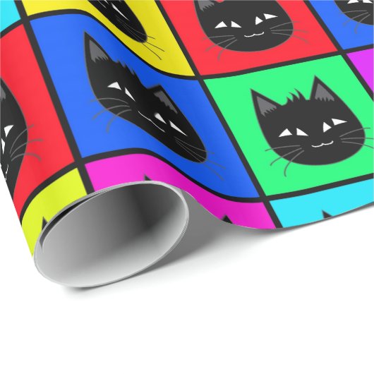 Regenbogen-quadratisches Katzen-Muster Geschenkpapier (Rolleneckpunkt)