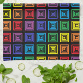 Regenbogen quadrierte Schwarzes Geschirrtuch (Gefaltet)