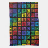 Regenbogen quadrierte Schwarzes Geschirrtuch (Vertikal)