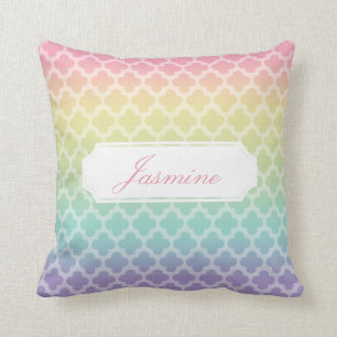 Regenbogen Quatrefoil personalisiertes Kissen