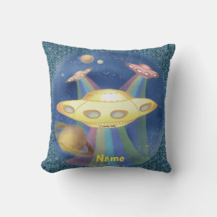 Regenbogen-Raumschiff Kissen