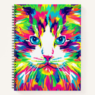 Regenbogen-Rebell-Katzen-Pop-Art-Notizbuch Notizblock