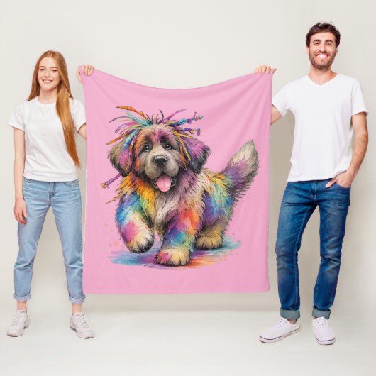 Regenbogen-Rebell-Wasserfarbe Newf Fleecedecke (Beispiel)