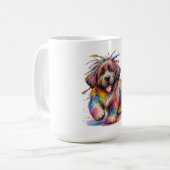 Regenbogen-Rebell-Wasserfarbe Newf Kaffeetasse (Vorderseite Links)