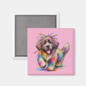 Regenbogen-Rebell-Wasserfarbe Newf Magnet (Vorderseite/Rückseite)