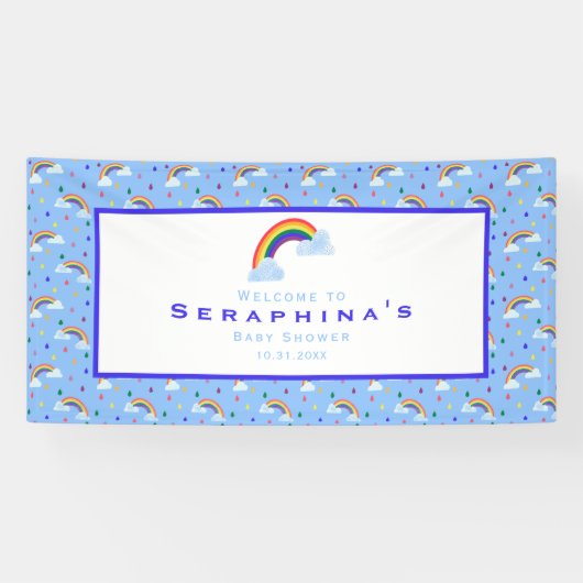 Regenbogen Regen Cloud Sky Baby Dusche Banner (Horizontal)