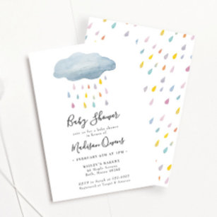 Regenbogen Regen Cloud Watercolor Kinderdusche Einladung