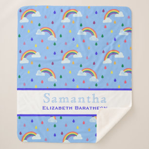 Regenbogen Regen Drop Personalisierter Name Sherpadecke