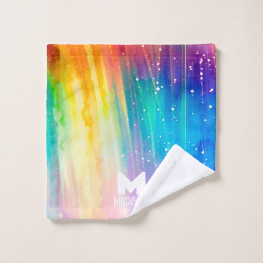 Regenbogen Regendusche Badhandtuch Set (Waschlappen)