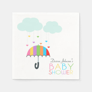 Regenbogen-Regenschirm-Person-Babyparty Serviette