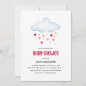Regenbogen Regenschirm Wolken & Herz Babydusche Einladung (Vorderseite)