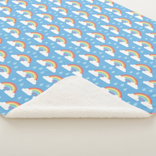 Regenbogen Regenwolken auf blau Sherpadecke (3/4)