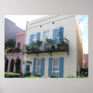 Regenbogen-Reihen-Häuser, Charleston Sc-Plakat Poster