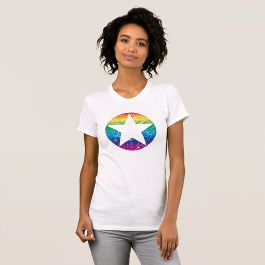 Regenbogen-Retro Stern T-Shirt (Vorne ganz)