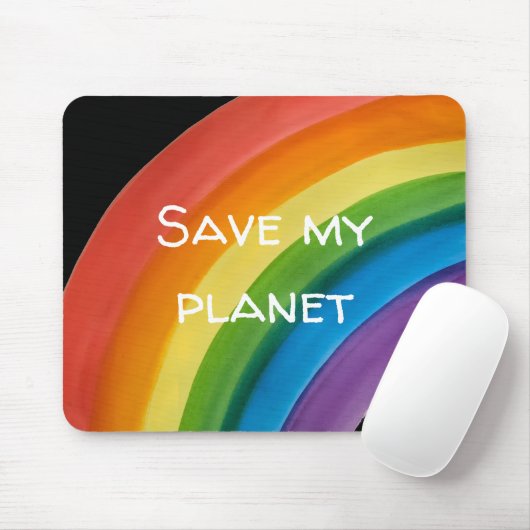 REGENBOGEN Rette meinen Planeten (anpassbar) Mousepad (Mit Mouse)