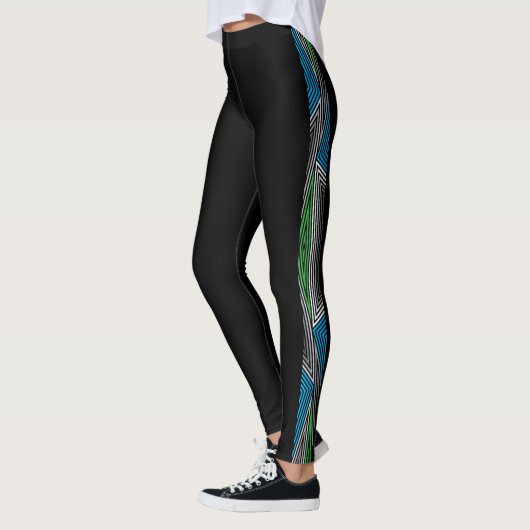 Regenbogen Rex Retro Leggings: Dünn Leggings (Links)