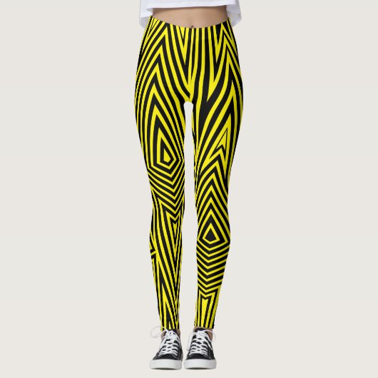 Regenbogen Rex Retro Leggings: Gelb Leggings (Vorderseite)