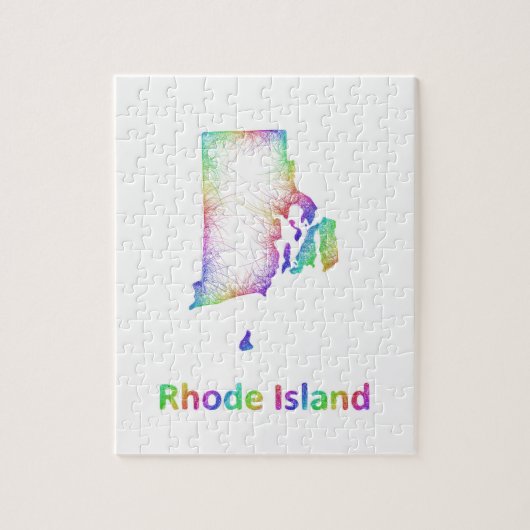 Regenbogen-Rhode Island Karte Puzzle (Vertikal)