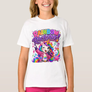 Regenbogen Rockstar Einhorn T-Shirt