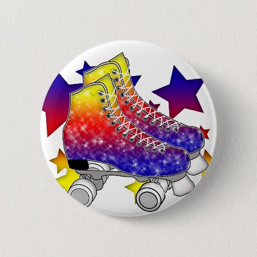 Regenbogen Rollerskates Button (Vorderseite)