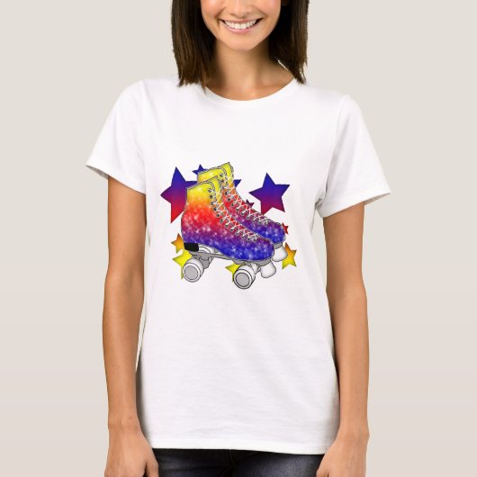 Regenbogen Rollerskates T-Shirt (Vorderseite)