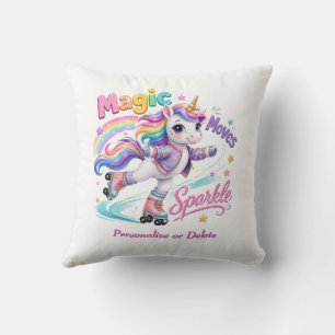 Regenbogen-Rollschuh-Einhorn Mädchen Personalisier Kissen