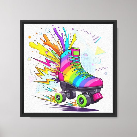 Regenbogen-Rollschuh Leinwanddruck (Vorderseite)
