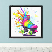 Regenbogen-Rollschuh Leinwanddruck (Insitu (Holzboden))