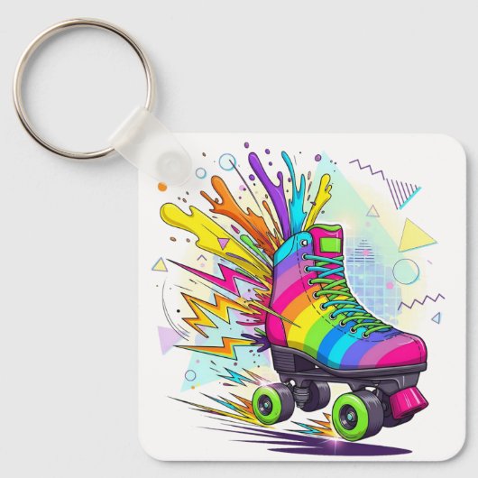 Regenbogen-Rollschuhe Schlüsselanhänger (Vorderseite)