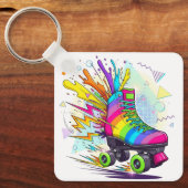 Regenbogen-Rollschuhe Schlüsselanhänger (Vorderseite)