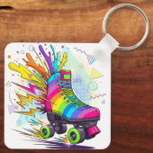 Regenbogen-Rollschuhe Schlüsselanhänger (Rückseite)