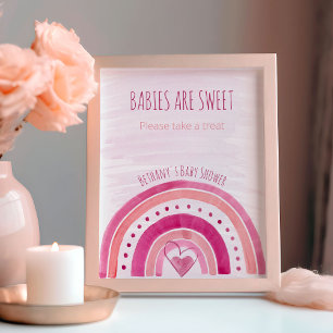 Regenbogen-Rosa-Babyparty-Tischschild Poster
