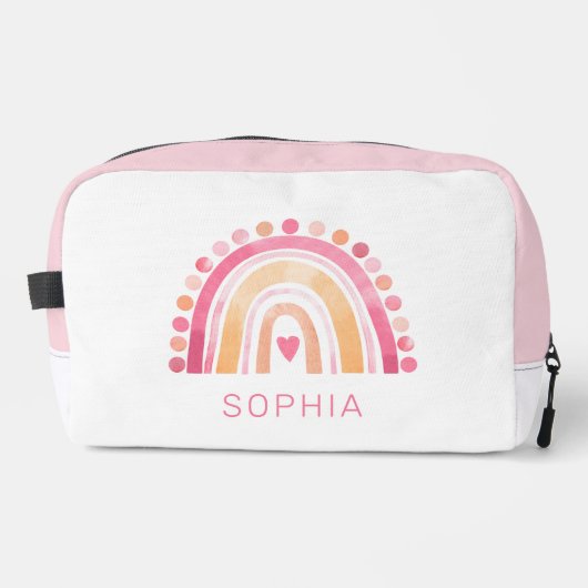 Regenbogen, rosa Boho, Aquarell Waschbeutel (Vorderseite)