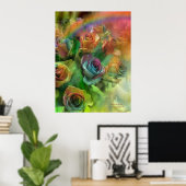 Regenbogen-Rose Art Poster/Print Poster (Heimbüro)