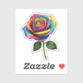 Regenbogen-Rose- Aufkleber (Blatt)