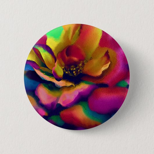 Regenbogen-Rose Button (Vorderseite)