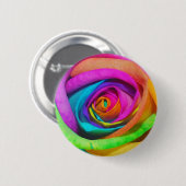 Regenbogen-Rose Button (Vorne & Hinten)