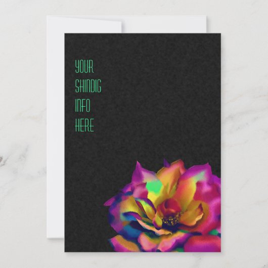Regenbogen-Rose Einladung (Vorderseite)
