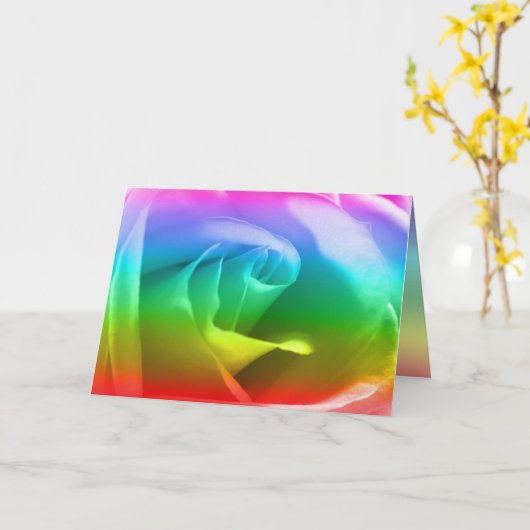 Regenbogen-Rose Karte (Gelbe Blume)