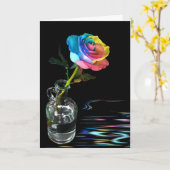 Regenbogen-Rose mit Wasserreflexion Karte (Gelbe Blume)