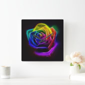 Regenbogen-Rosen-Fraktal Quadratische Wanduhr (Zuhause)