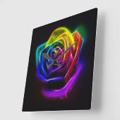 Regenbogen-Rosen-Fraktal Quadratische Wanduhr (Winkel)