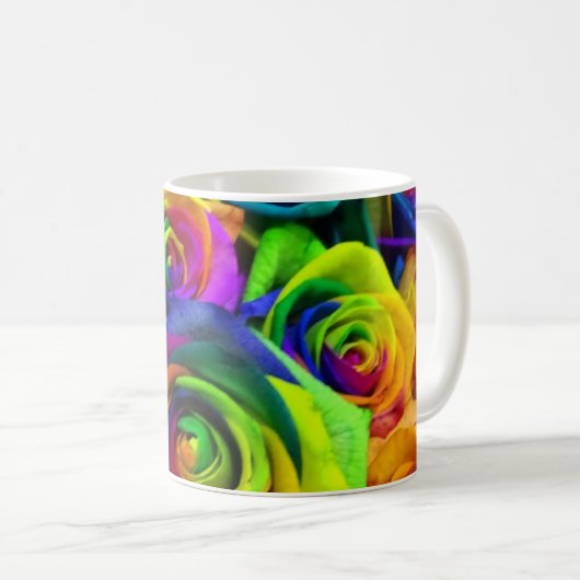 Regenbogen-Rosen-Tasse Kaffeetasse (VorderseiteRechts)